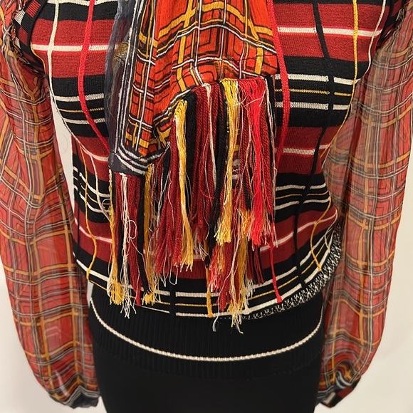 Jean Paul Gaultier Chiffon Sleeve Tartan Plaid Sweater - Picture 7 of 13